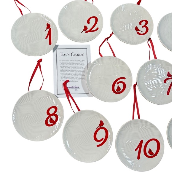 Temptations Tara's Cardinal Ceramic Christmas Ornament Plates (Set of 12) (#3) - Picture 6 of 10